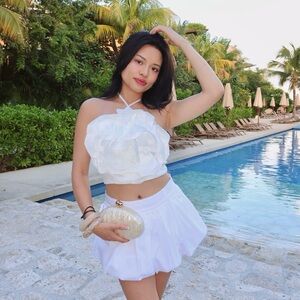 ASOS White Floral Halter Top